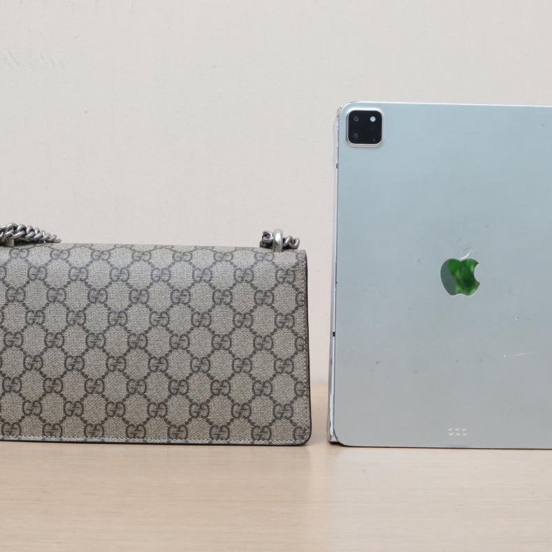 GUCCI Dionysus酒神小號25老花PVC鑽扣肩背包-2