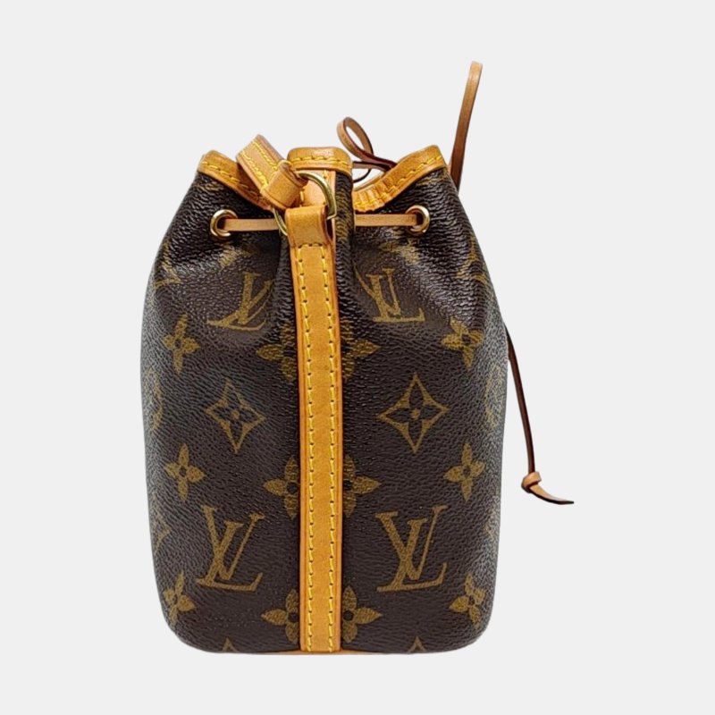 LOUIS VUITTON NÉONOÉ Nano 棕色塗層帆布老花水桶包肩背包斜背包 金色五金-3