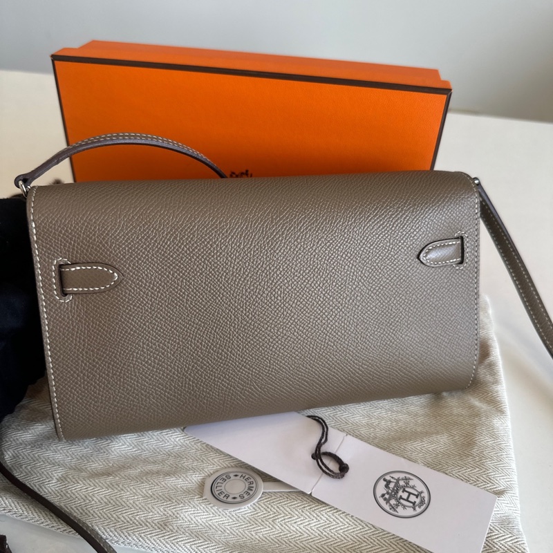 Hermes Kelly to go 大象灰銀扣 Epsom皮 B刻 尺寸約20*12*3 附件原廠盒 塵袋-5