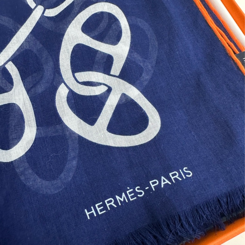 Hermes 薄款純棉 圍巾 頸巾 閒置-4
