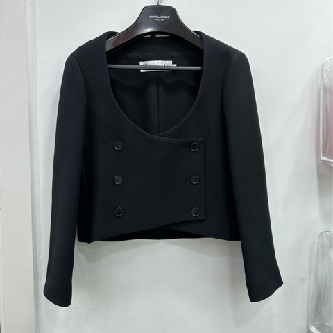 Christian Dior 迪奧 黑色羊毛雙排扣長袖西裝外套 38 S碼