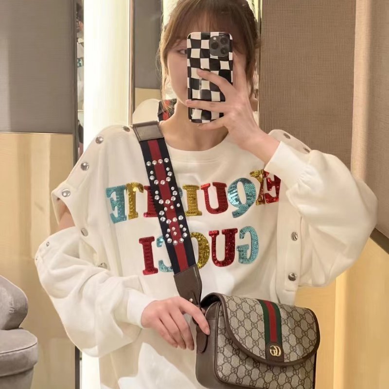 GUCCI Ophidia 紅綠織帶郵差包 - 小號烏木-1