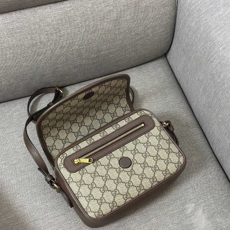 GUCCI Ophidia 紅綠織帶郵差包 - 小號烏木-2