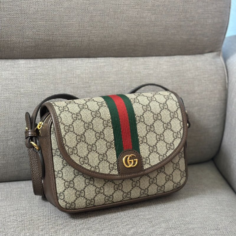 GUCCI Ophidia 紅綠織帶郵差包 - 小號烏木-6