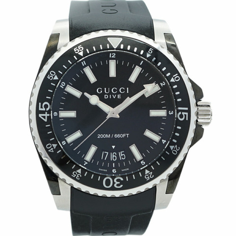 Gucci Dive 136.2 男士黑色錶盤手錶