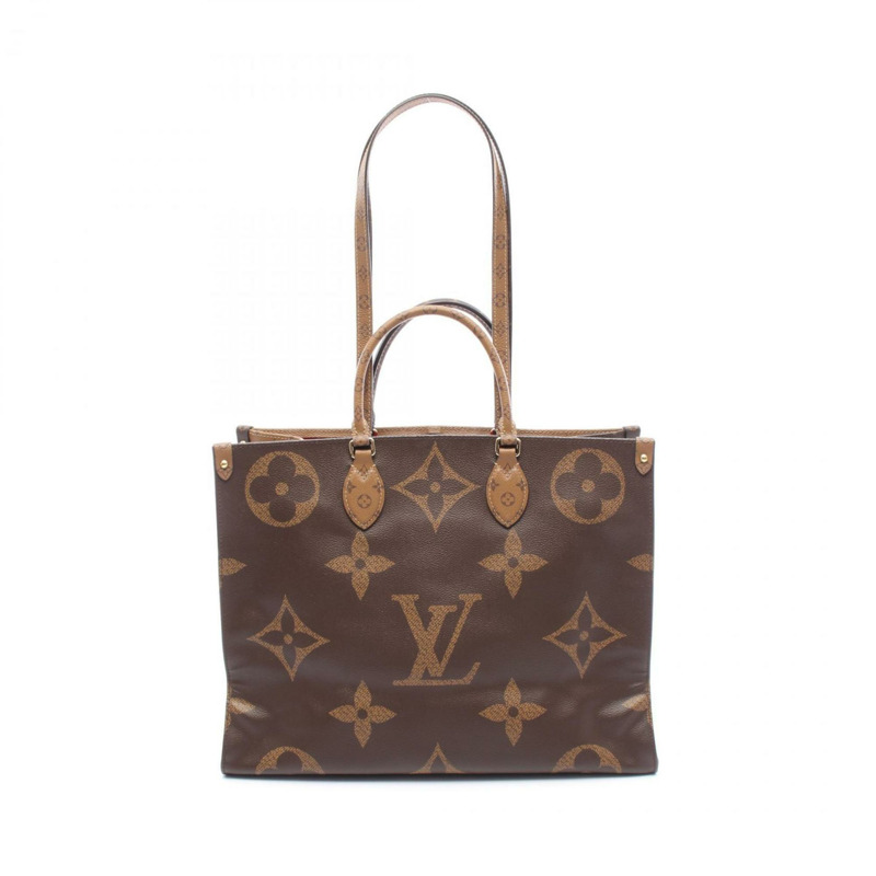 Louis Vuitton On the Go GM 手提包，PVC 塗佈帆布 Monogram Giant Reverse，女款，棕色/米色，M44576-0