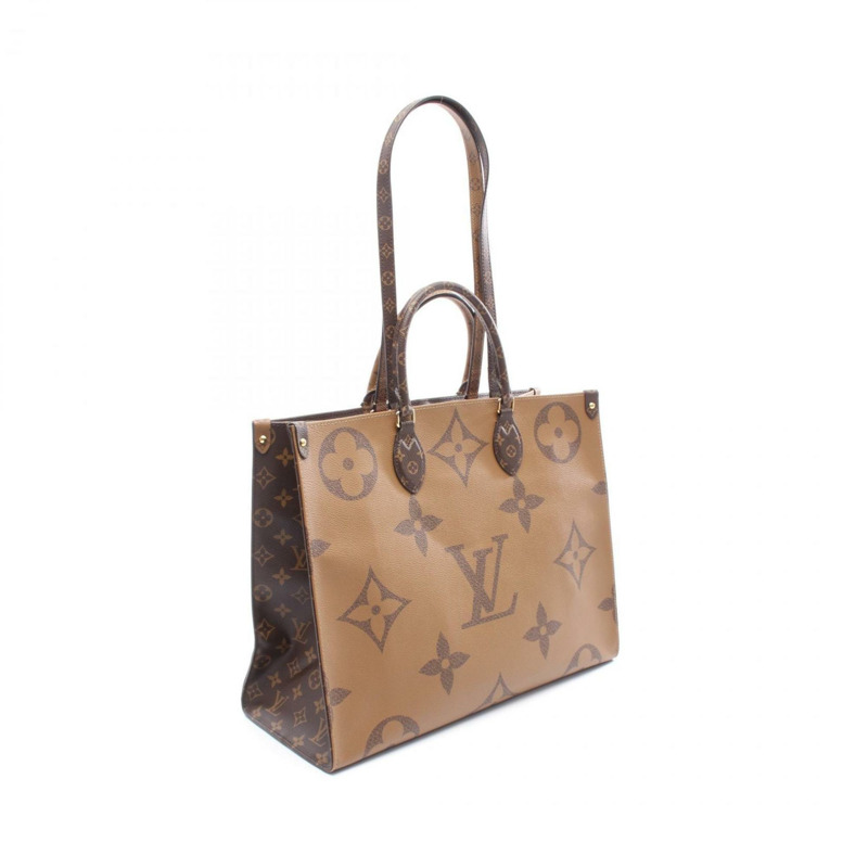 Louis Vuitton On the Go GM 手提包，PVC 塗佈帆布 Monogram Giant Reverse，女款，棕色/米色，M44576-1