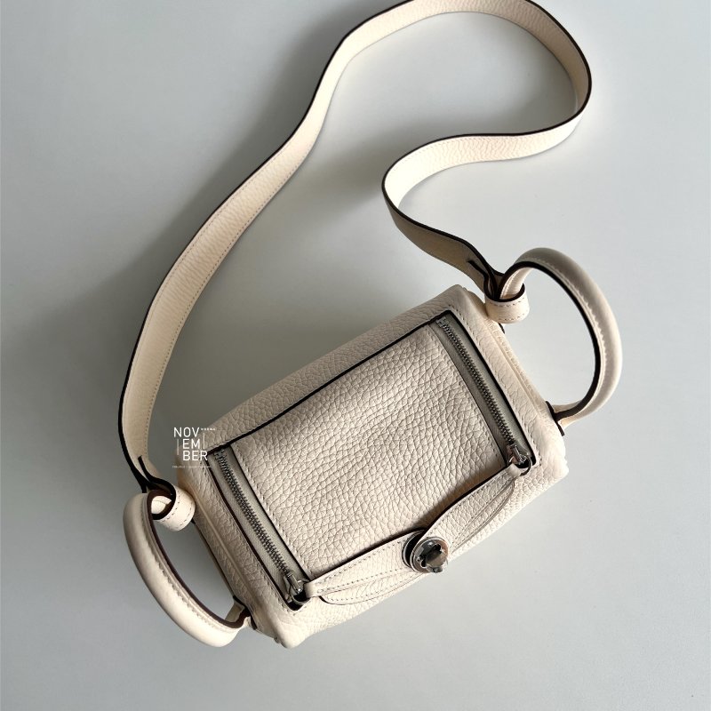 全新全配有購證💖 Hermès 愛馬仕 Mini Lindy 奶油白銀釦-2