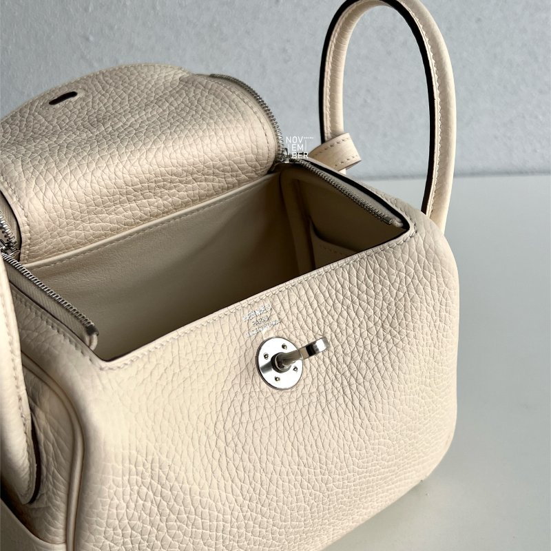 全新全配有購證💖 Hermès 愛馬仕 Mini Lindy 奶油白銀釦-4
