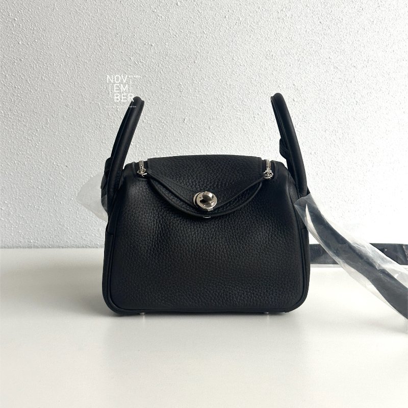 全新全配有購證💖 Hermès 愛馬仕 Mini Lindy 黑色銀釦-0