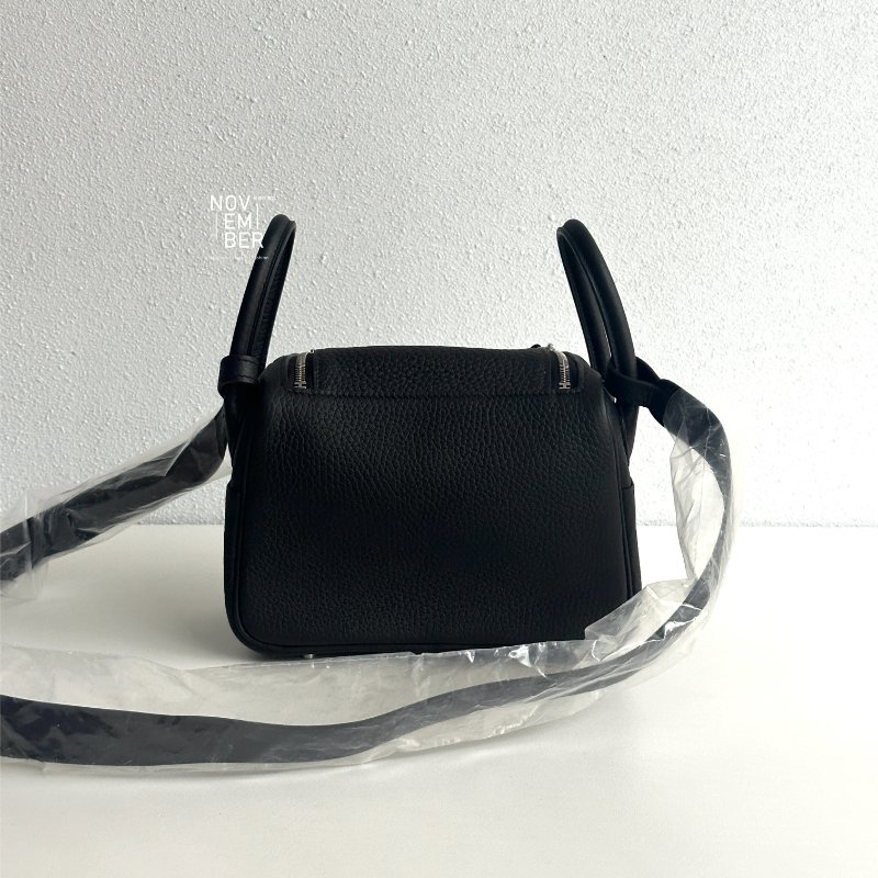 全新全配有購證💖 Hermès 愛馬仕 Mini Lindy 黑色銀釦-6