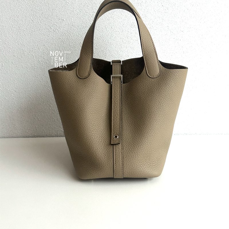 全新全配有購證💖 Hermès 愛馬仕 Picotin18 馬爾法米銀釦-0