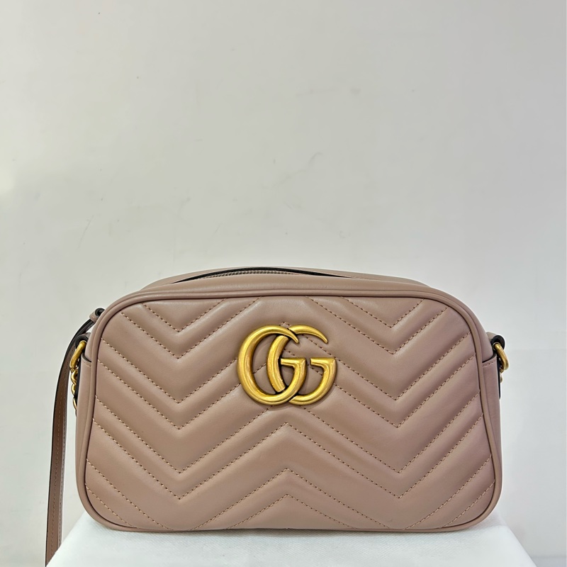 GUCCI裸色Marmont相機斜背24cm-0