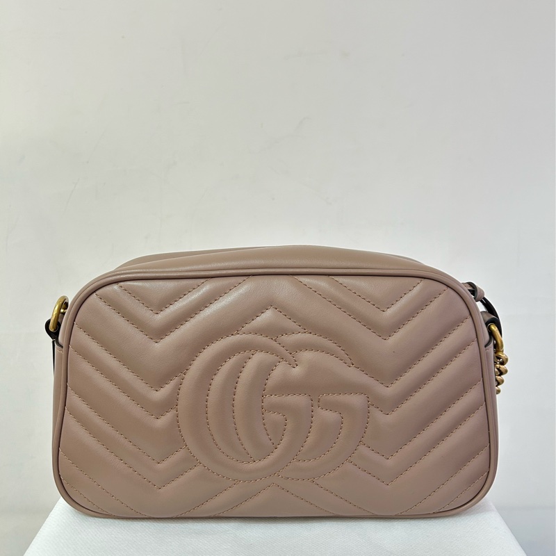 GUCCI裸色Marmont相機斜背24cm-1