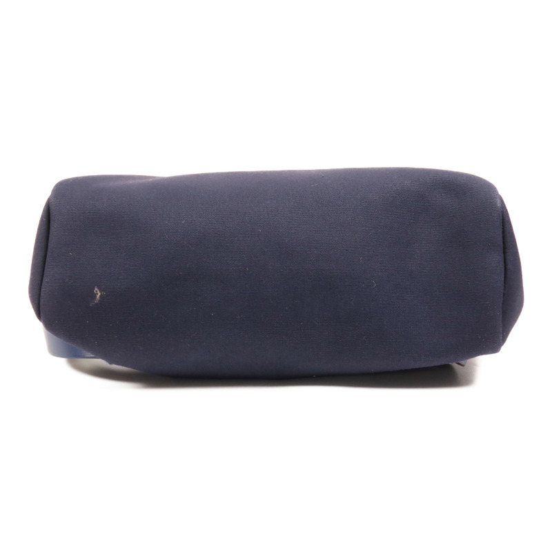 HERMES 帆布/皮革Herbag Backpack銀扣背包Navy-3