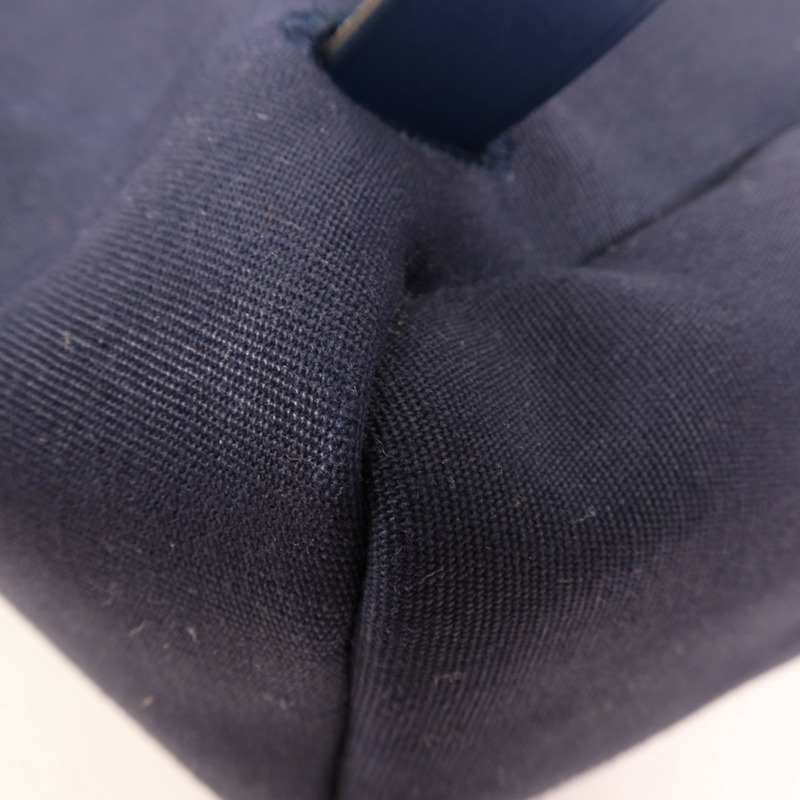 HERMES 帆布/皮革Herbag Backpack銀扣背包Navy-11