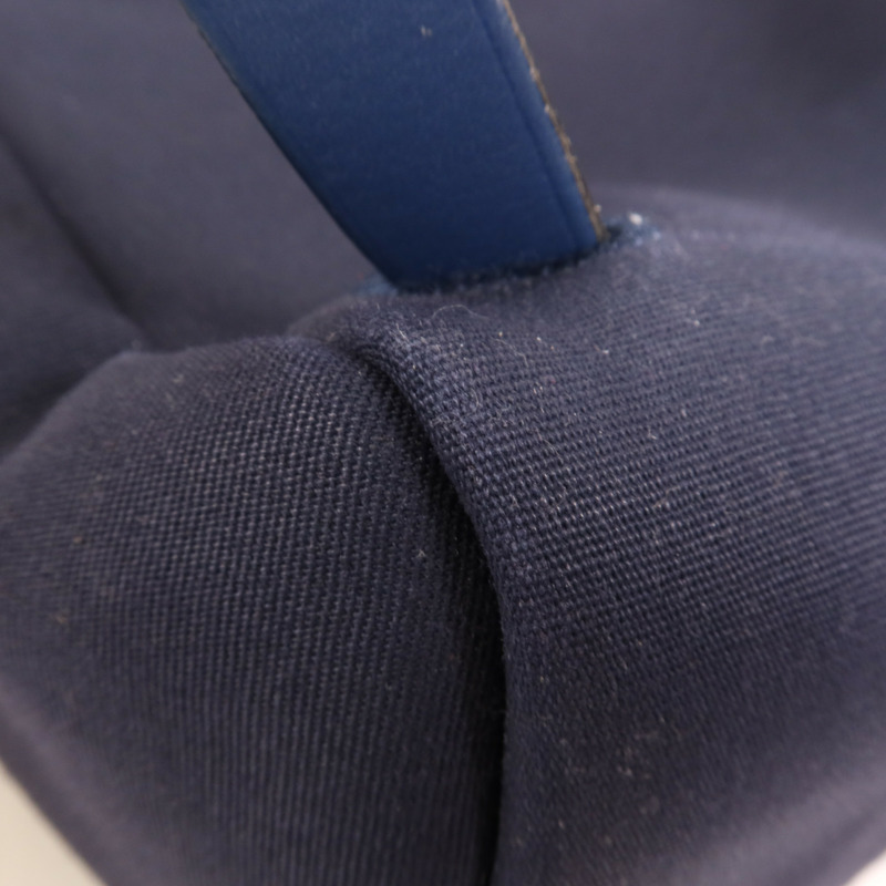 HERMES 帆布/皮革Herbag Backpack銀扣背包Navy-12