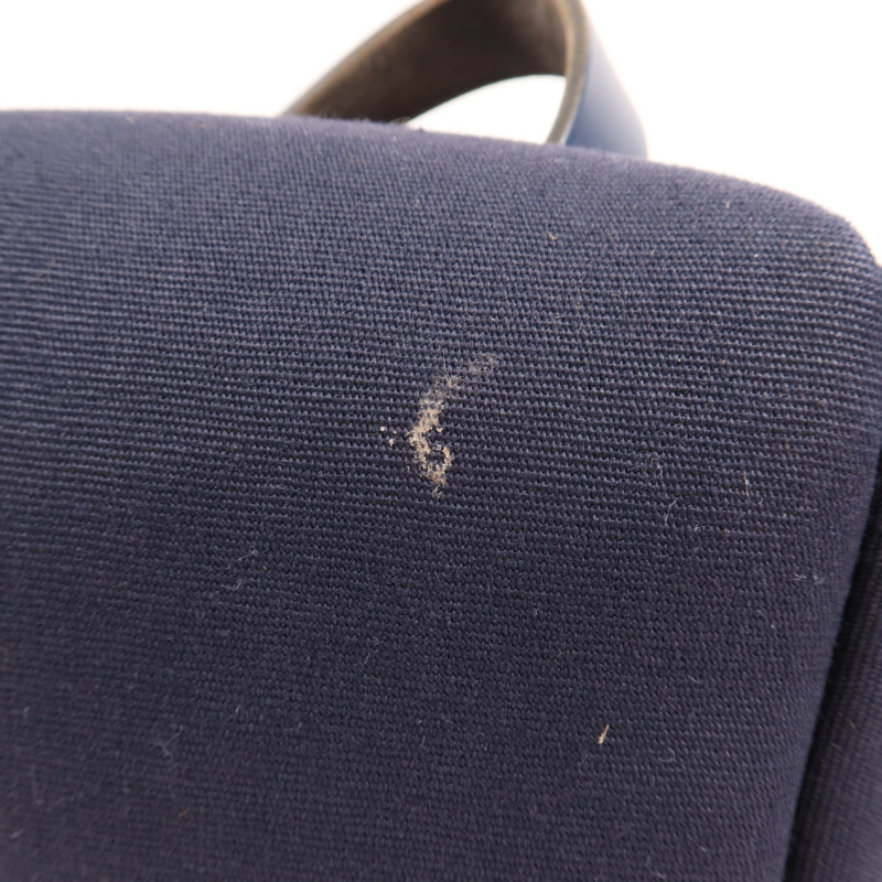 HERMES 帆布/皮革Herbag Backpack銀扣背包Navy-13