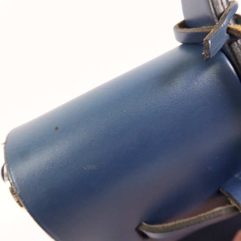 HERMES 帆布/皮革Herbag Backpack銀扣背包Navy-16