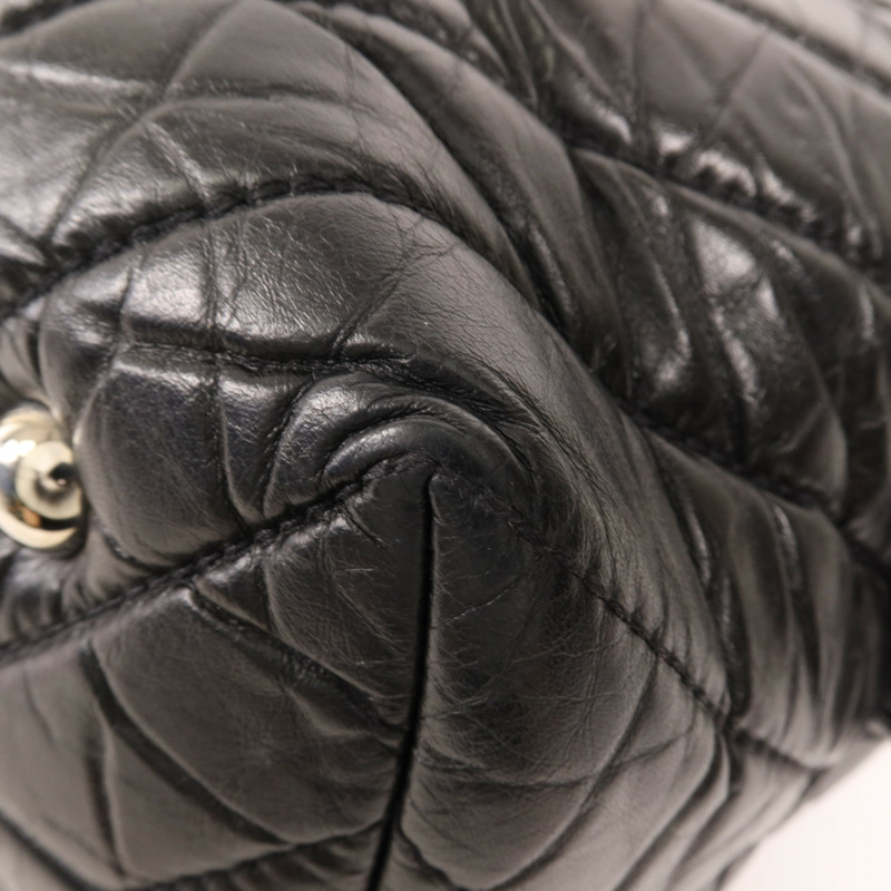CHANEL 牛皮皮革Tote Bag銀扣肩背袋-7