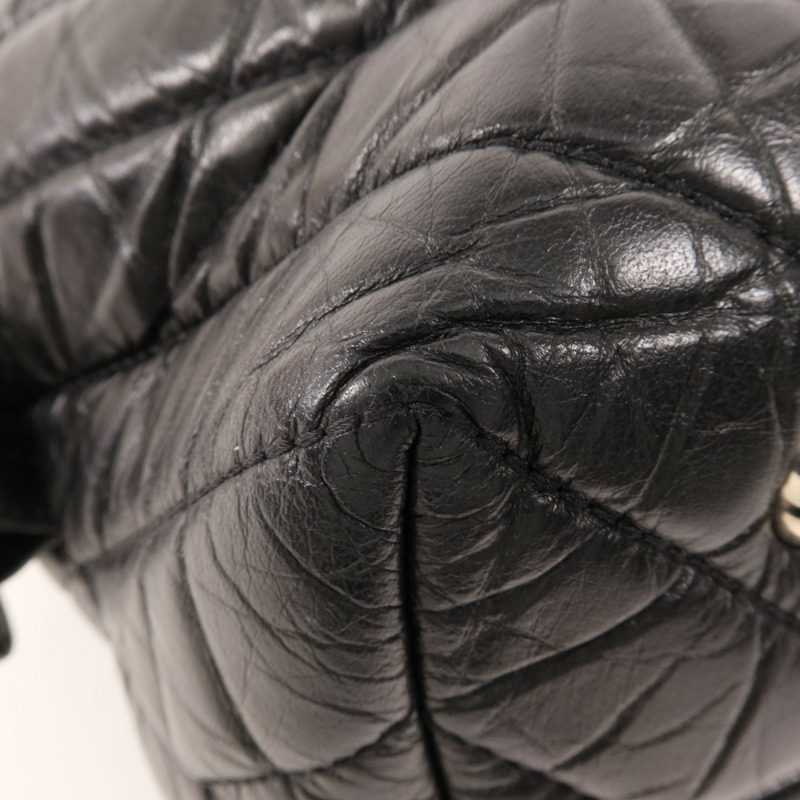 CHANEL 牛皮皮革Tote Bag銀扣肩背袋-8