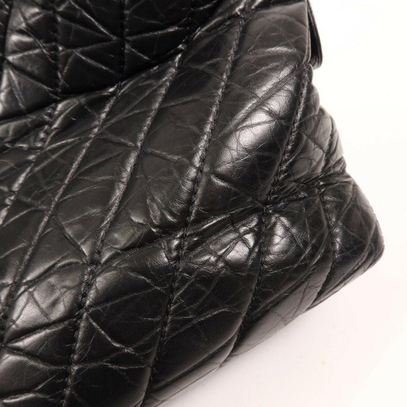 CHANEL 牛皮皮革Tote Bag銀扣肩背袋-13