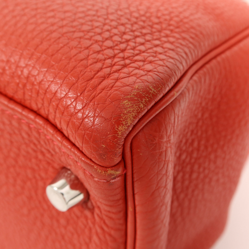 HERMES Clemence皮革Kelly 32銀扣手挽肩背兩用袋Rouge Casaque-8