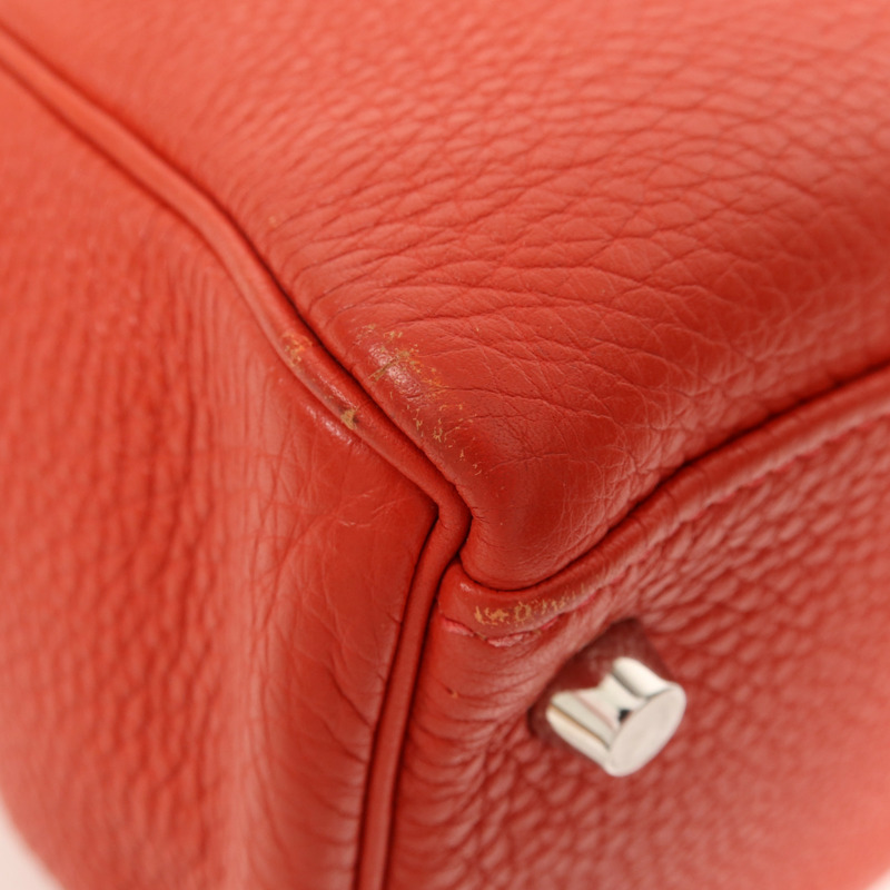 HERMES Clemence皮革Kelly 32銀扣手挽肩背兩用袋Rouge Casaque-9