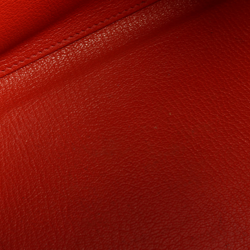 HERMES Clemence皮革Kelly 32銀扣手挽肩背兩用袋Rouge Casaque-15