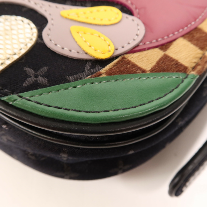 LOUIS VUITTON Monogram Satin Comte De Fe Musette銀扣肩背袋黑色-5