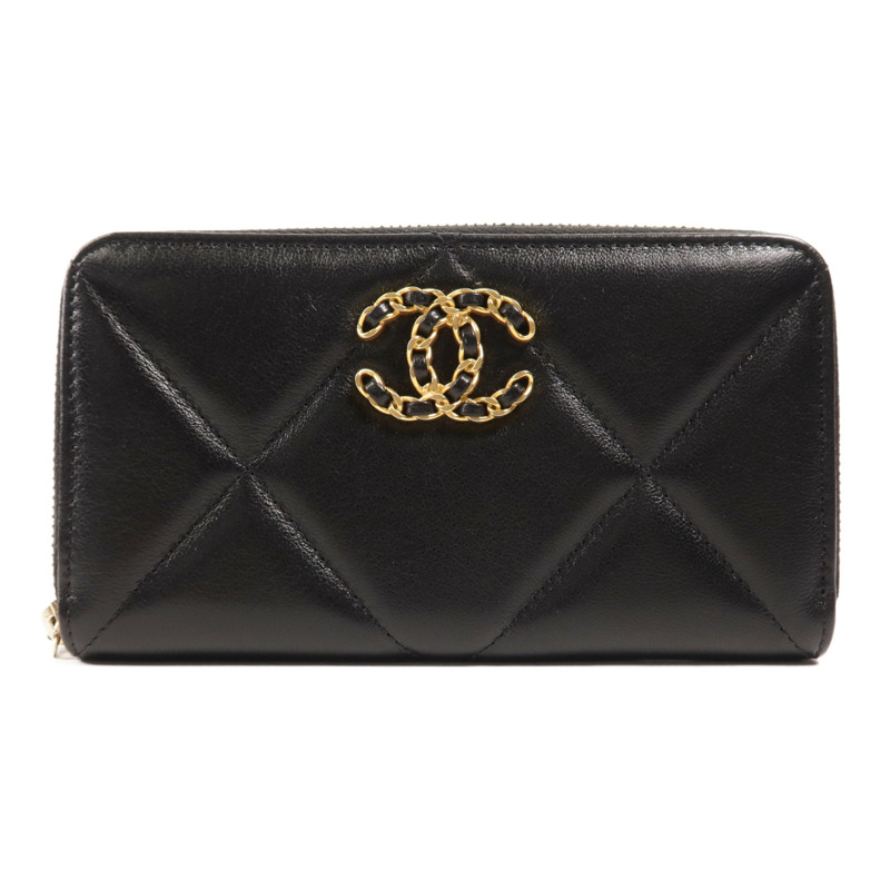 CHANEL 羊皮皮革Wallet金扣錢包-0