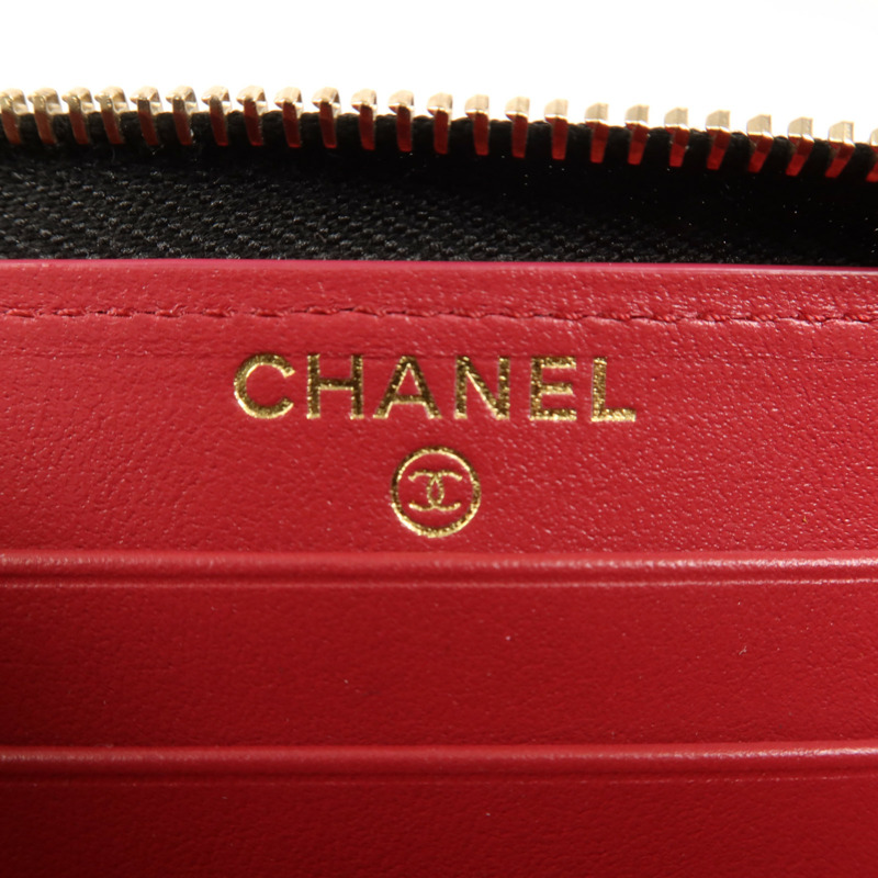 CHANEL 羊皮皮革Wallet金扣錢包-5