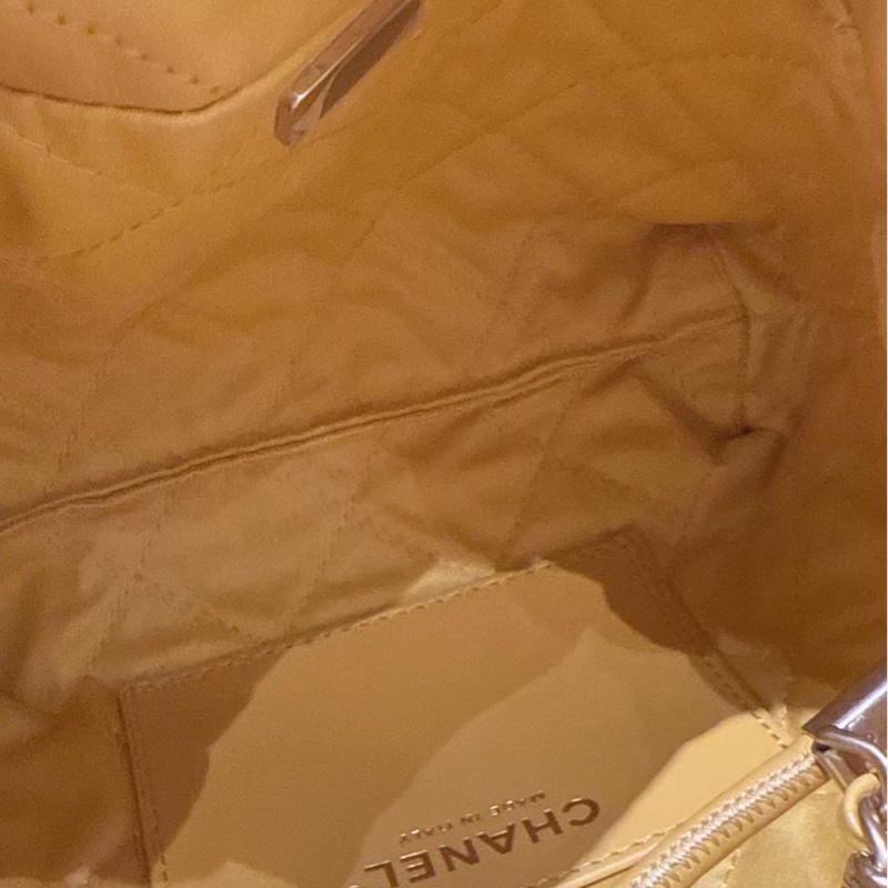 CHANEL mini 22 黃色金釦鏈條小包 芯片款-7
