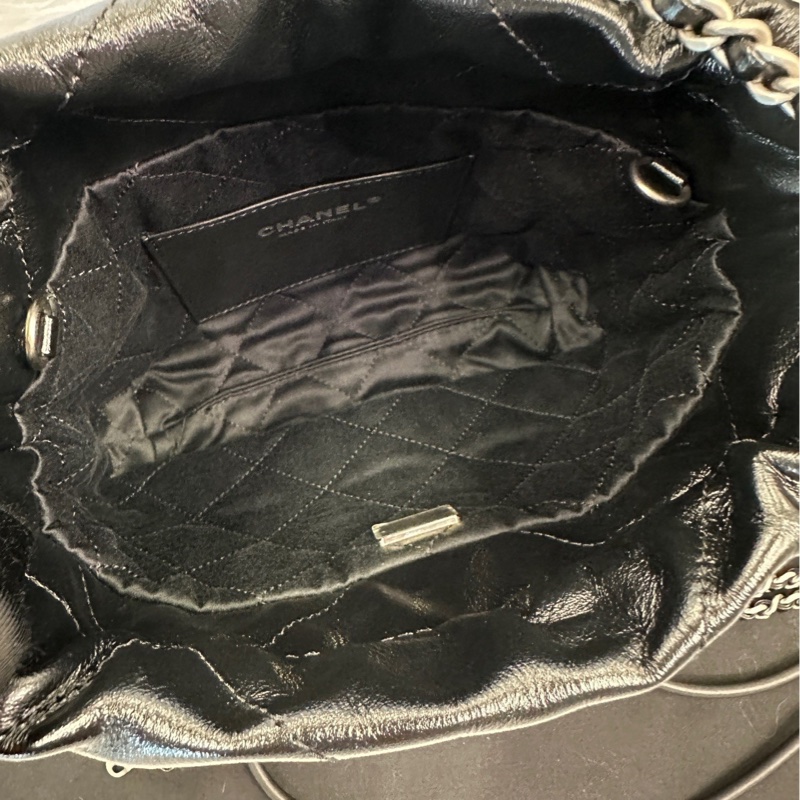 香奈兒 Chanel 25c 22bag mini 黑銀 牛皮 肩帶可拆卸-3