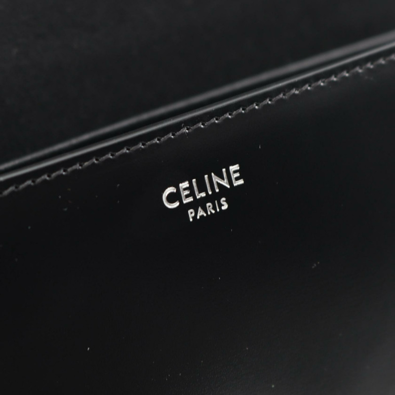 CELINE Triomphe 肩背包 117893BF438SI 皮革 黑色 全新 女用斜背包-3