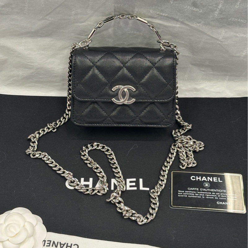香奈兒 Chanel 22S mini woc 琺瑯 手柄 小廢包-0