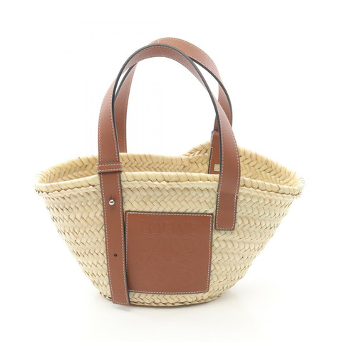 LOEWE Basket 小號手提包 327.02.S932435 皮革 拉菲草 米色 棕色 全新 女款