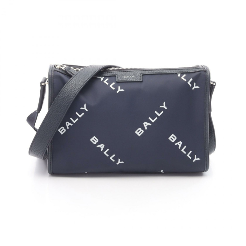 BALLY 肩斜背包 尼龍皮革 海軍藍 二手 女款 品牌標誌-0