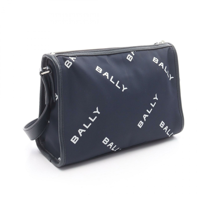BALLY 肩斜背包 尼龍皮革 海軍藍 二手 女款 品牌標誌-1