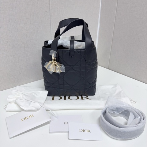 全新帶膜DIOR/迪奧黑金藤格紋toujours竪版土著 手提單肩斜挎包