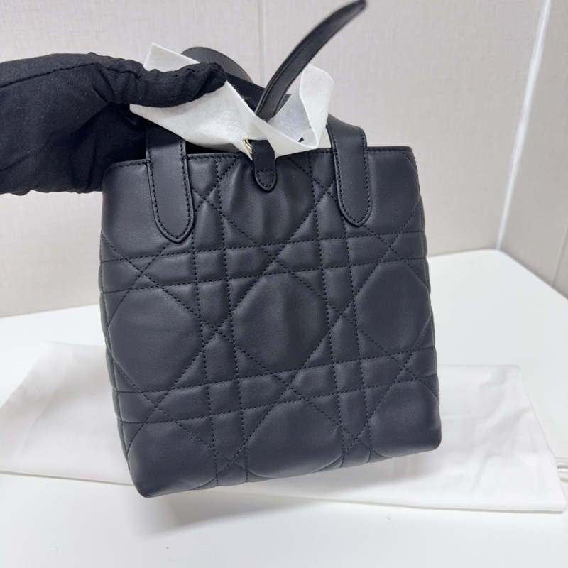 全新帶膜DIOR/迪奧黑金藤格紋toujours竪版土著 手提單肩斜挎包-3