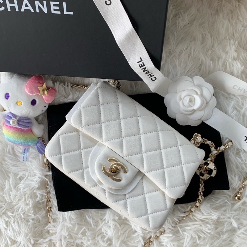 香奈兒 Chanel 23c 馬賽克 足球 方胖子 白色 限定款 斜挎包-1