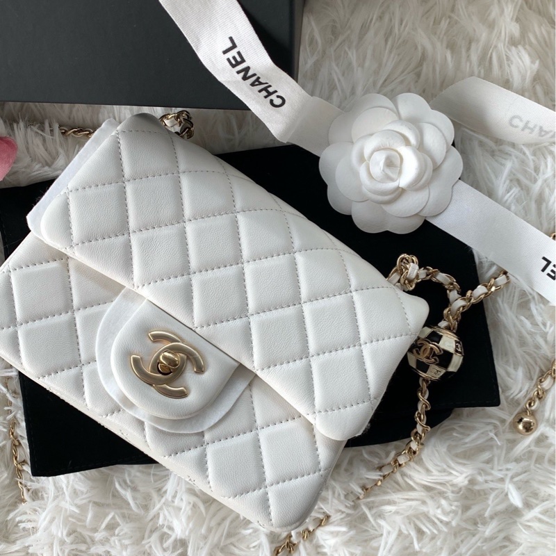 香奈兒 Chanel 23c 馬賽克 足球 方胖子 白色 限定款 斜挎包-2