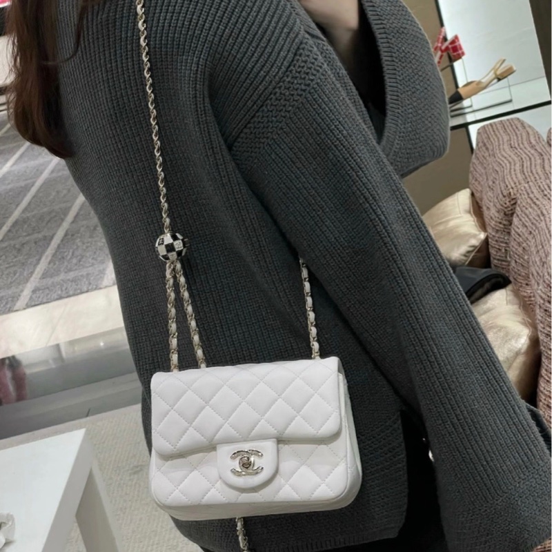 香奈兒 Chanel 23c 馬賽克 足球 方胖子 白色 限定款 斜挎包-5