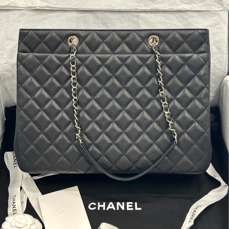 香奈兒 Chanel 23k gst 大托特 tote 購物袋 黑金-1