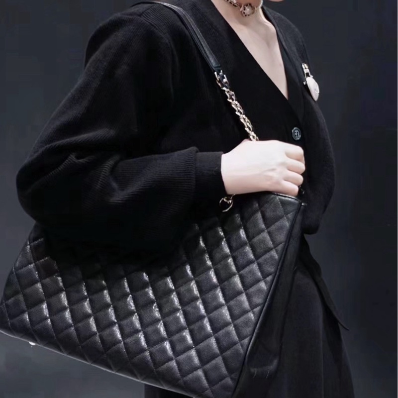 香奈兒 Chanel 23k gst 大托特 tote 購物袋 黑金-6