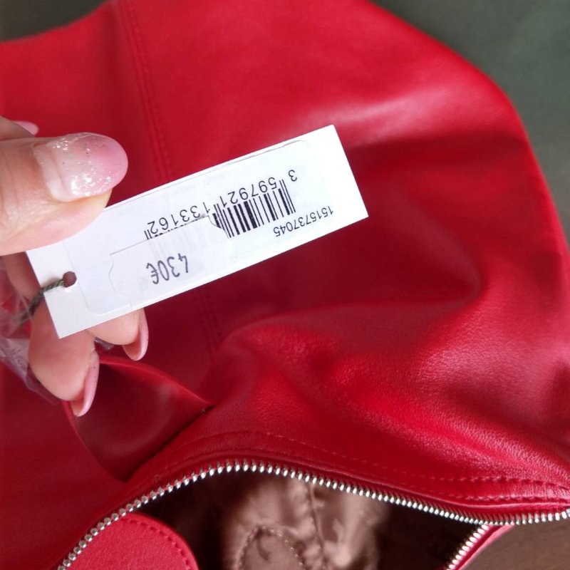 全新正品longchamp hodo款真皮紅色m號手提/斜背包-18