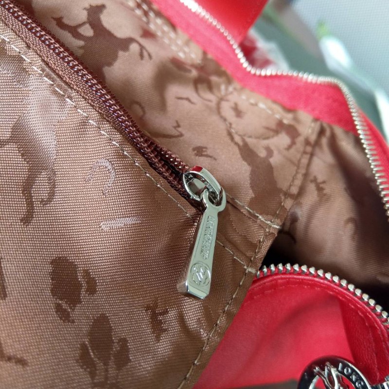 全新正品longchamp hodo款真皮紅色m號手提/斜背包-19