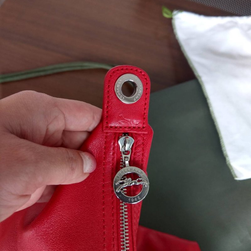 全新正品longchamp hodo款真皮紅色m號手提/斜背包-20