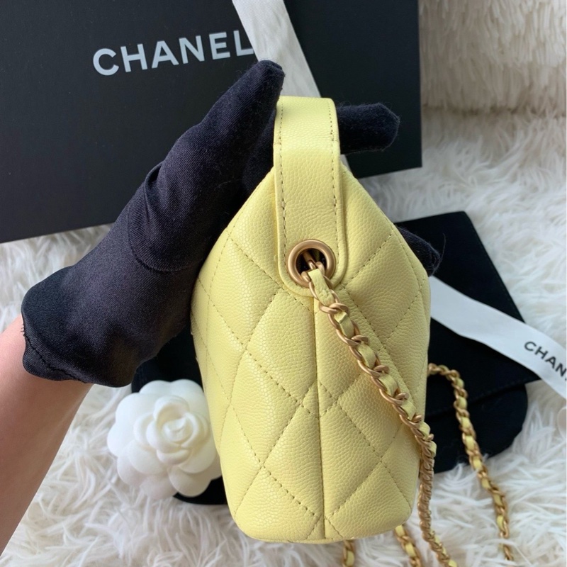 香奈兒 chanel 25p 飯盒包 拉絲金扣大logo 荔枝牛皮 小雞黃-2